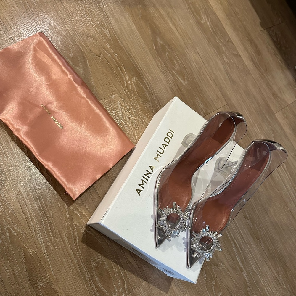 Amina Muaddi Begum Clear Crystal Pump Size 39 is 8-8.5